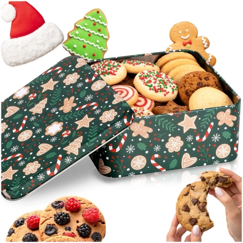 Pojemnik na ciastka metalowy puszka świąteczna 15x15x6,5 cm