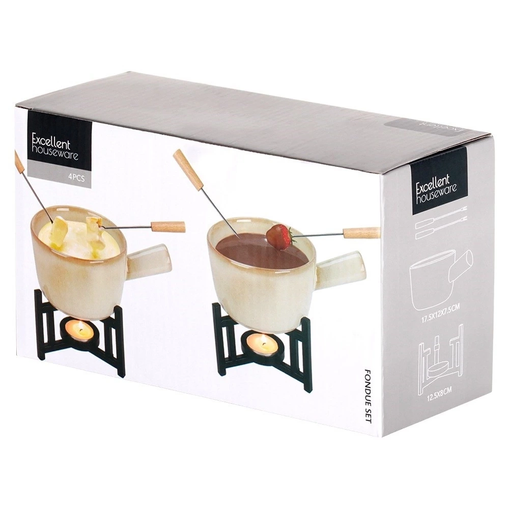 Zestaw do fondue porcelanowy 450 ml, 4 el.