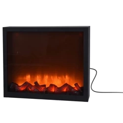 Kominek elektryczny LED metalowy czarny 41x25 cm