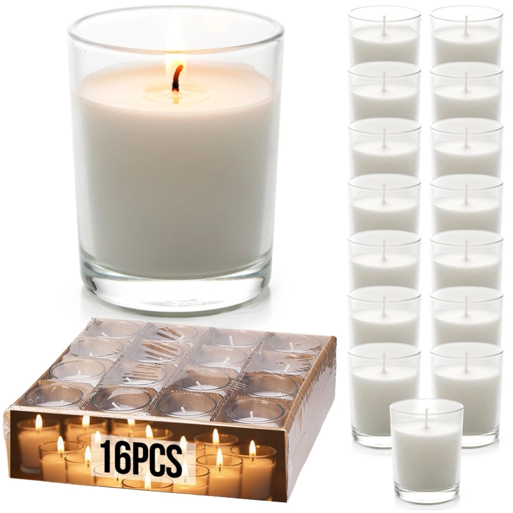 Świece szklane białe bezzapachowe 16 szt.