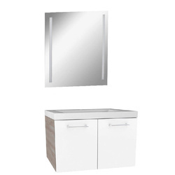 Zestaw szafka z umywalką 80 cm i lustrem szary dąb + biały Lima Fackelmann