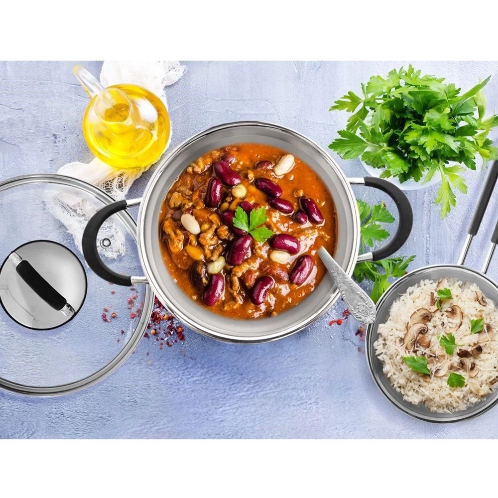 Garnek stalowy ze szklaną pokrywką DALIE 14 cm, 1 l