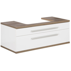 Szafka z wycięciem pod umywalkę 110 cm biały + dąb naturalny Stanford Fackelmann 80013