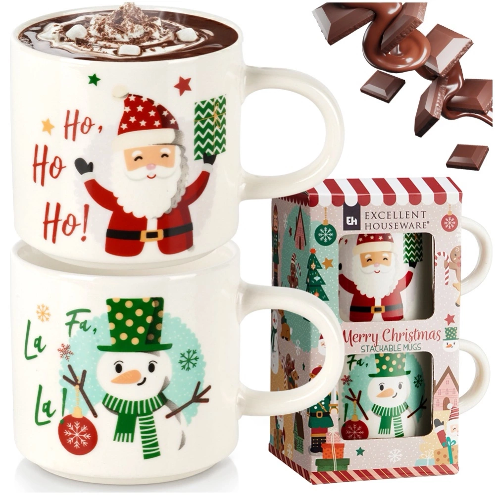 Kubki porcelanowe Mikołaj bałwan 400 ml 2 szt.