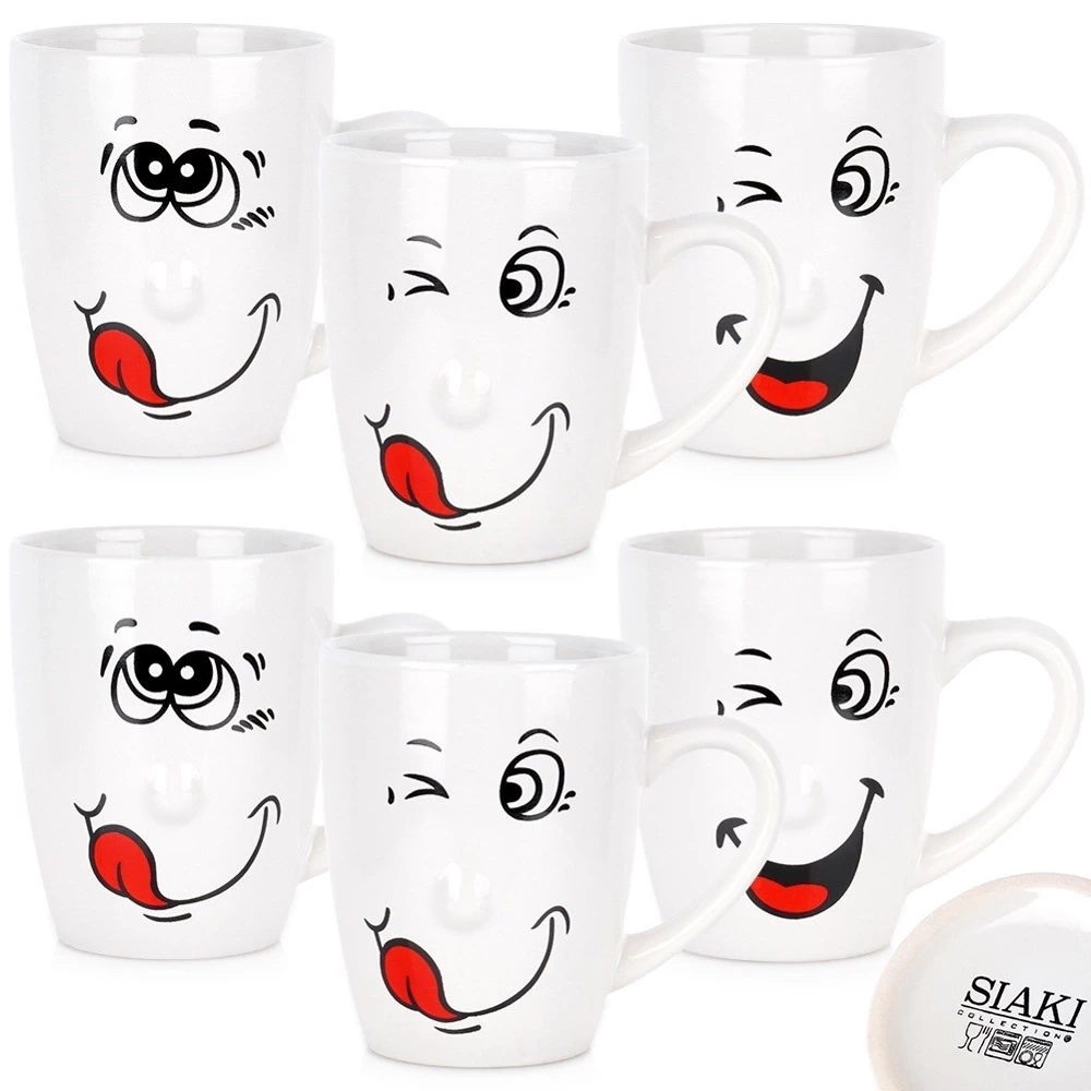 Kubki ceramiczne buźki 350 ml 6 szt.