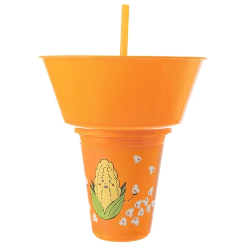 Kubek z miską na popcorn pomarańczowy 500 ml