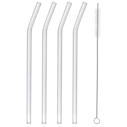 Słomki do napojów szklane z czyścikiem 20 cm 5 el.