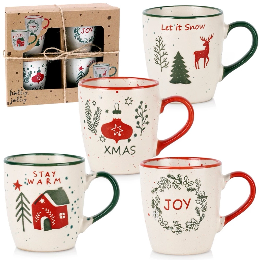 Kubki ceramiczne świąteczne 180 ml 4 szt.