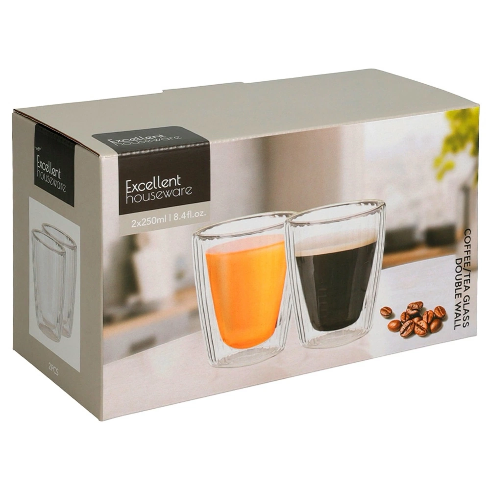 Szklanki termiczne z podwójną ścianką do kawy i herbaty 230 ml 2 szt.