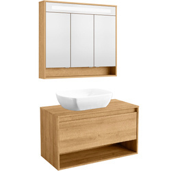 Zestaw mebli łazienkowych z serii Natura z białą umywalką owalną Fackelmann