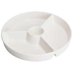 Talerz na przekąski porcelanowy biały dzielony 26 cm