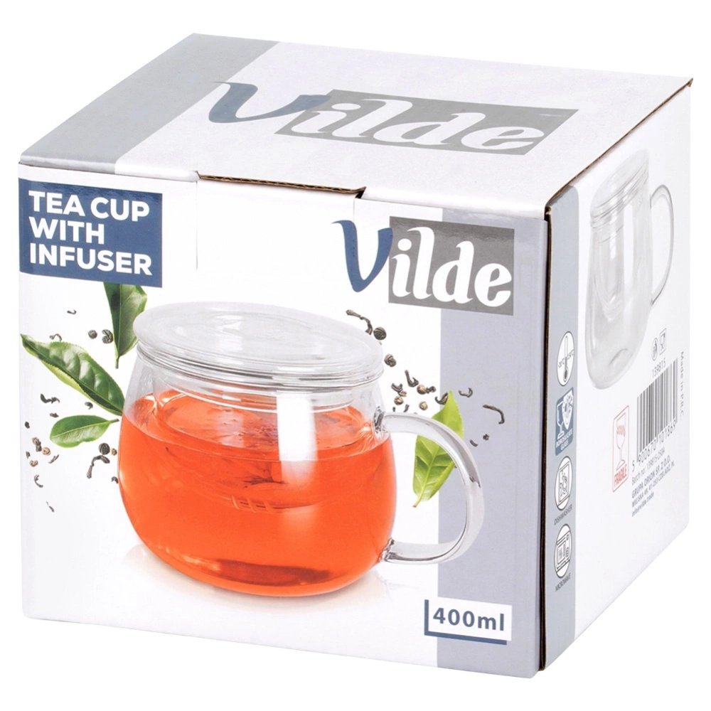 Kubek z zaparzaczem i pokrywką szklany 400 ml