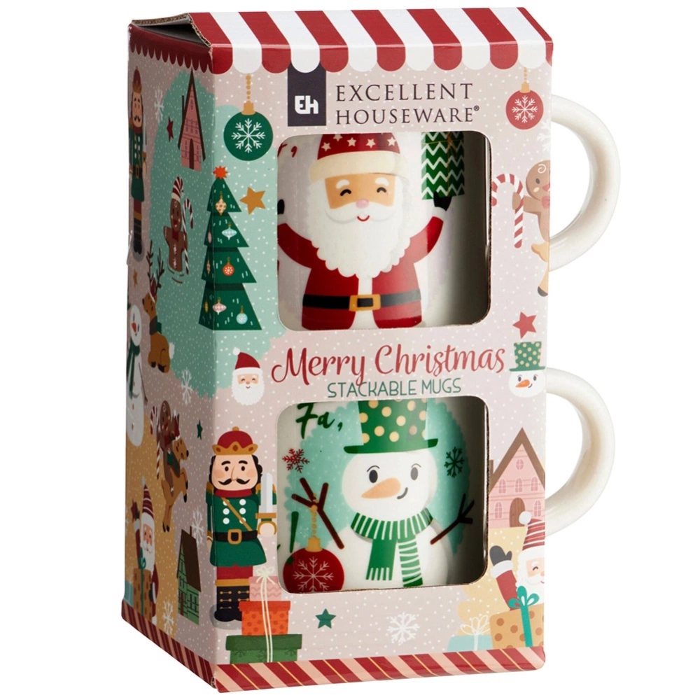 Kubki porcelanowe Mikołaj bałwan 400 ml 2 szt.