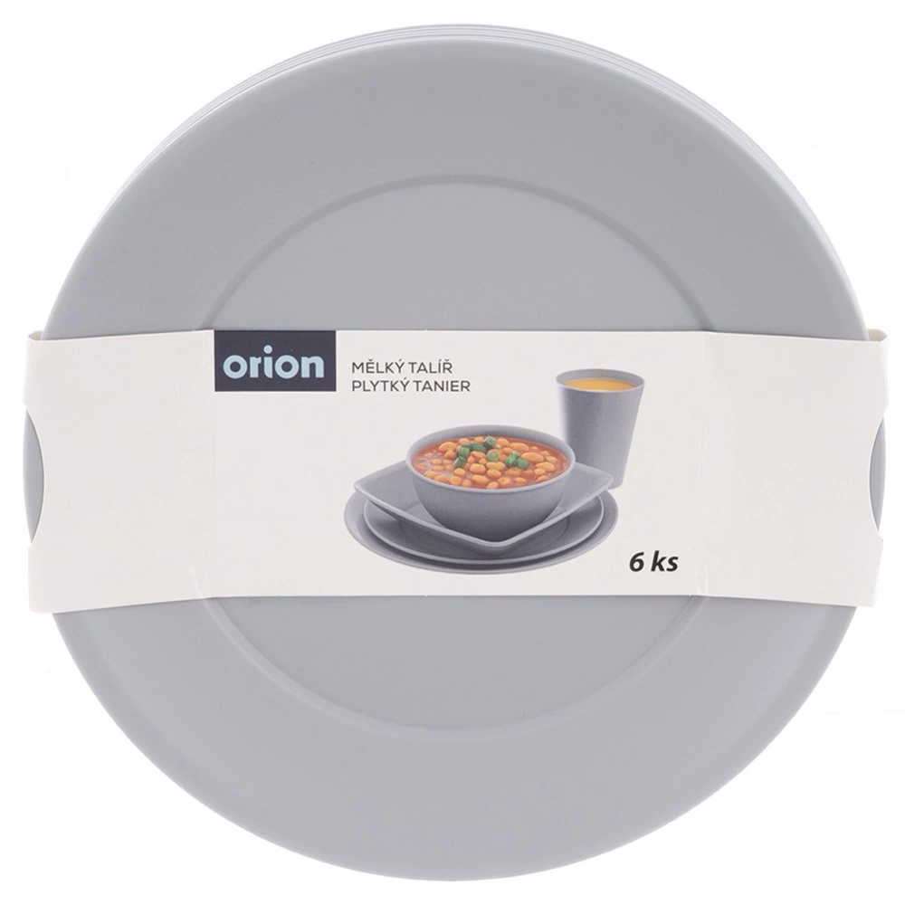 Talerze obiadowe płytkie plastikowe szare SANDY 23,5 cm 6 szt.