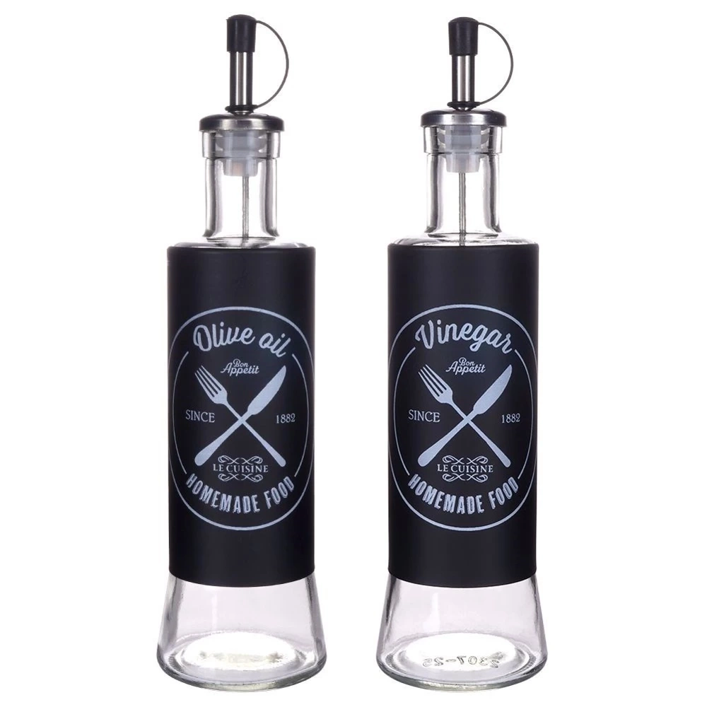 Butelki na oliwę i ocet szklane czarne 300 ml 2 szt.