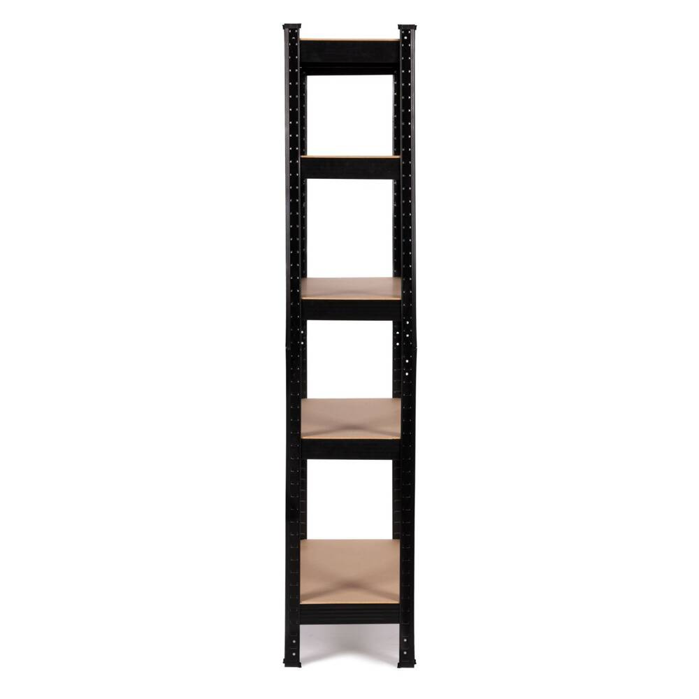 Regał magazynowy metalowy czarny 2w1, 5 jasnych półek 150x75x30 cm