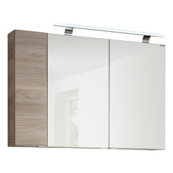 Szafka lustrzana z oświetleniem LED i efektem 3D + szafka boczna lewa szary dąb 100 cm Luxor Fackelmann