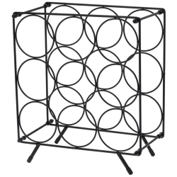 Stojak na wino metalowy czarny 9 butelek