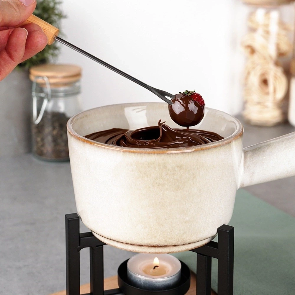 Zestaw do fondue porcelanowy 450 ml, 4 el.