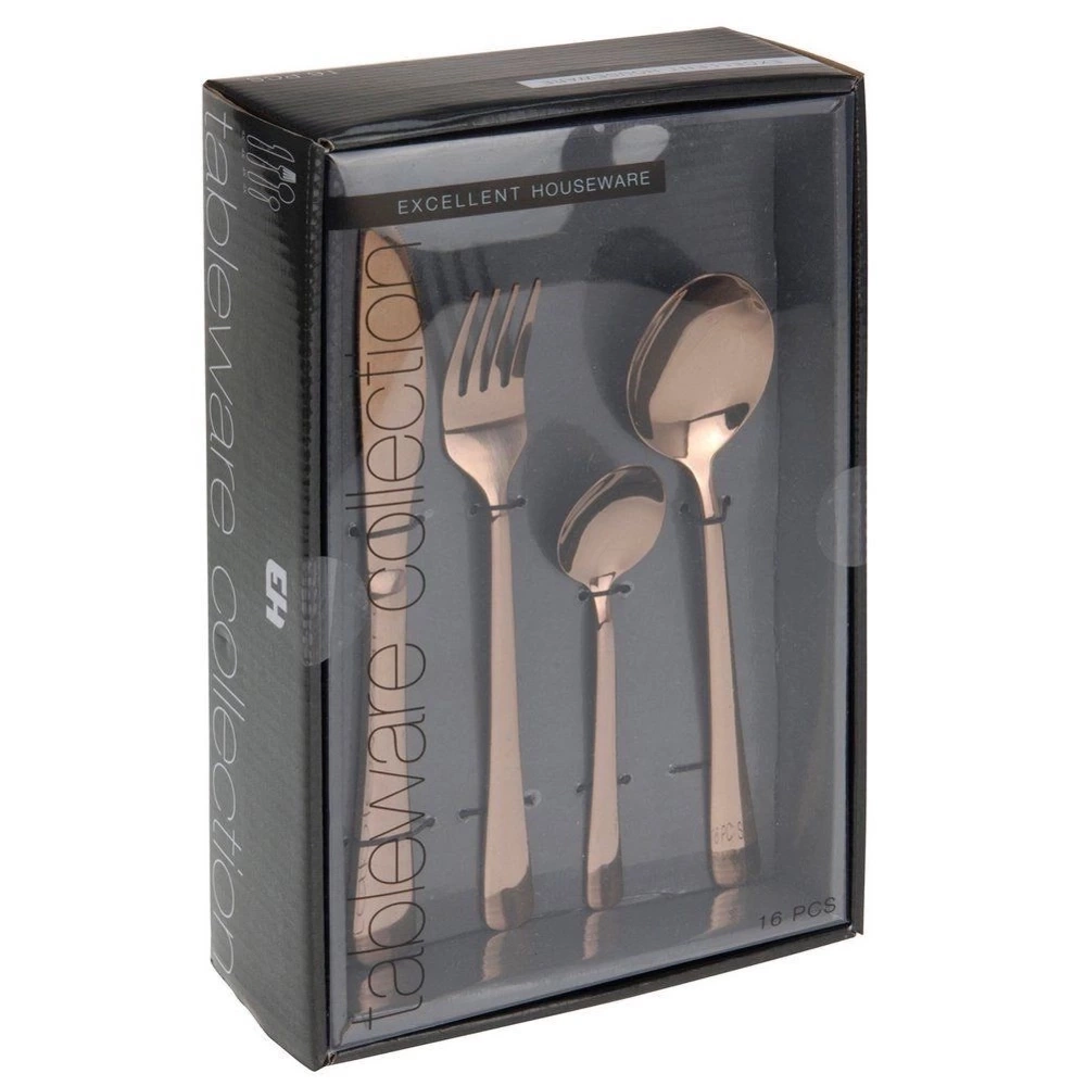 Zestaw sztućców stalowy czarny dla 4 osób 16 el.