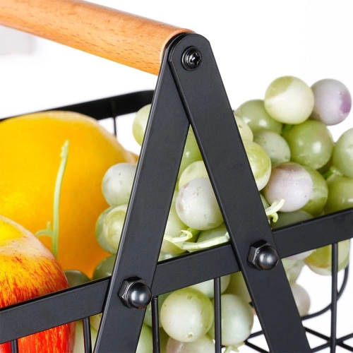 Koszyk na owoce metalowy czarny 3-poziomowy