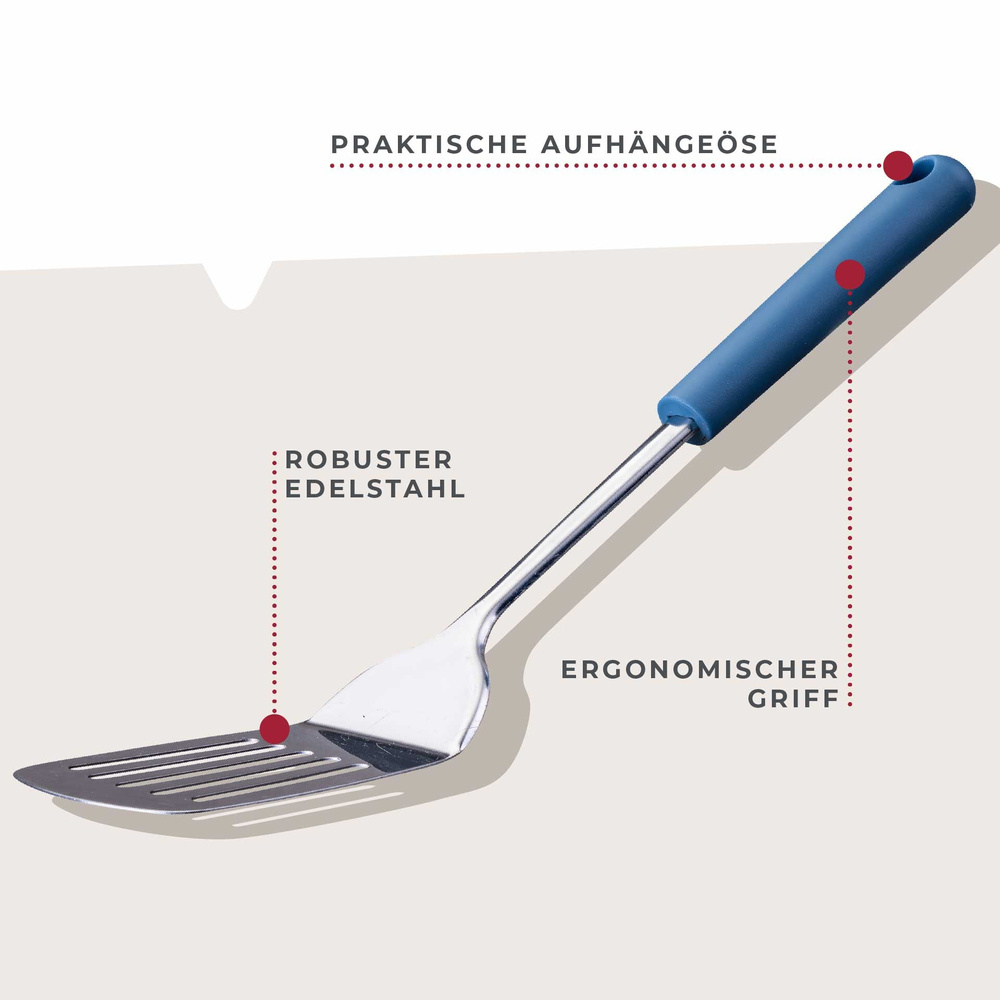 Łopatka do przewracania Essential, niebieska - idealna do serwowania potraw