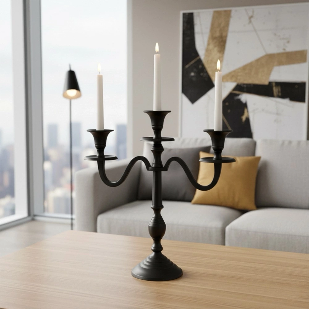 Świecznik kandelabr czarny 3-ramienny 30 cm