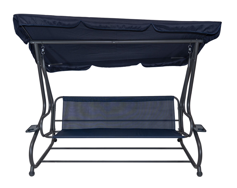 Huśtawka Ogrodowa Siedzisko Textylina 2x1 Wzór Liście Granatowa