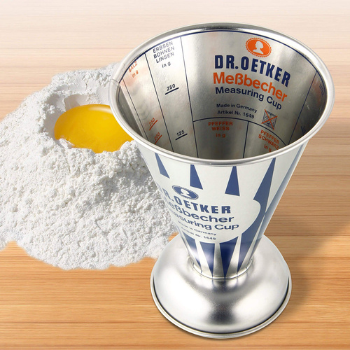 Miarka nostalgiczna 0,5 l z blachy białej Dr. Oetker