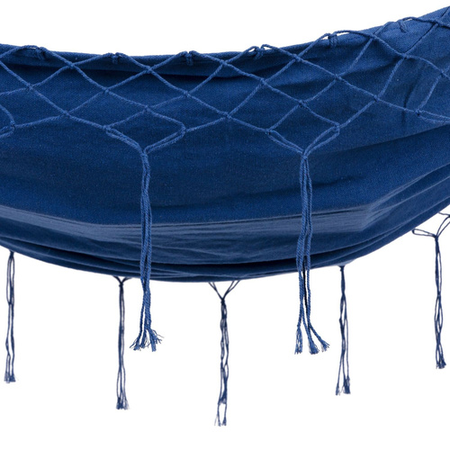 Dwuosobowy hamak ogrodowy bujak huśtawka leżak 200x150cm boho granatowy