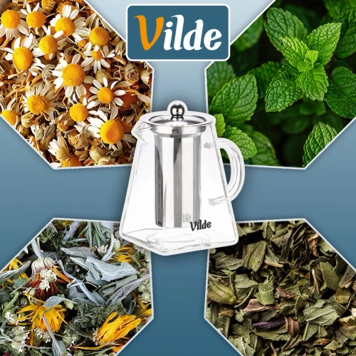 Dzbanek z zaparzaczem do herbaty szklany żaroodporny 920 ml