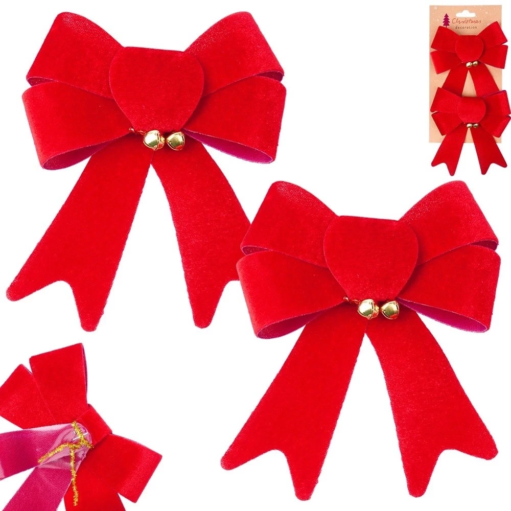 Kokarda dekoracyjna świąteczna welurowa 13x16 cm 2 szt.