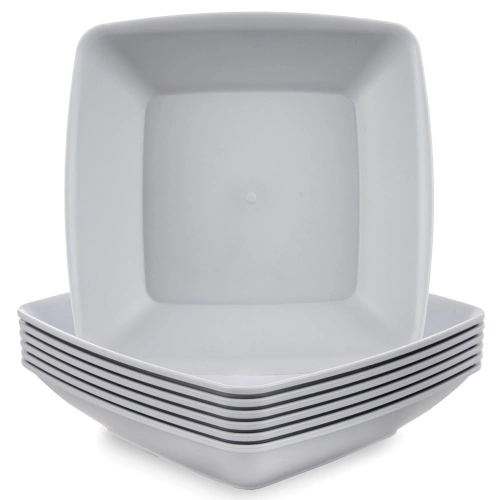 Talerze obiadowe głębokie plastikowe szare SANDY 17,5 cm, 500 ml 6 szt.
