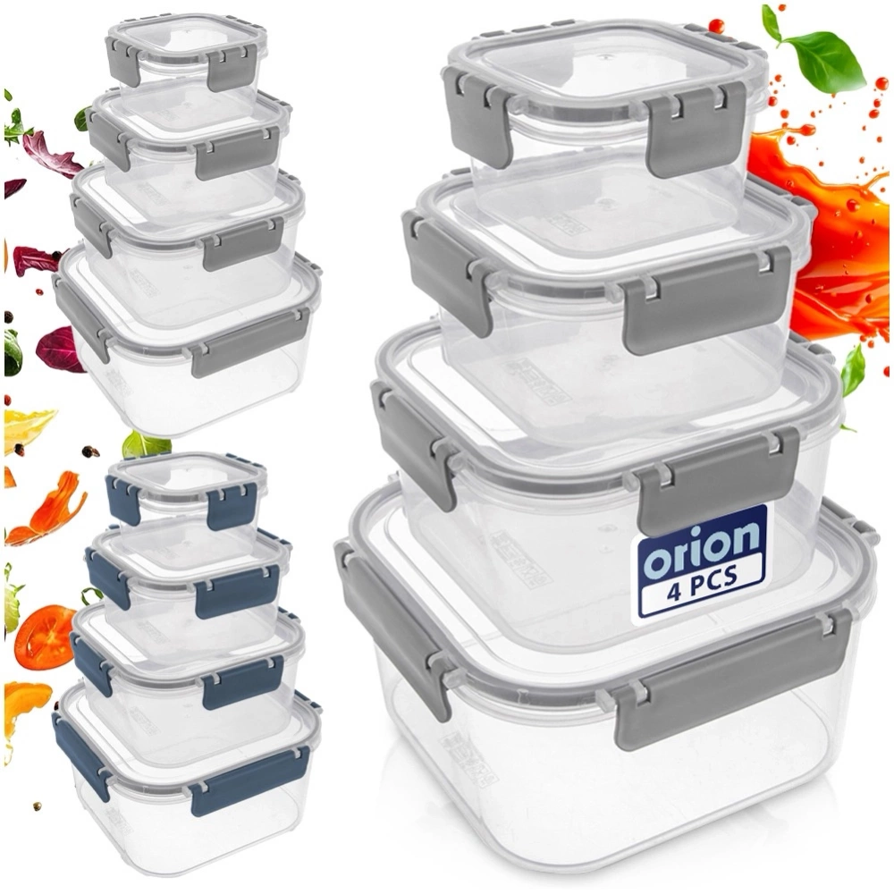 Pojemniki na żywność z pokrywką i uszczelką 4 szt.
