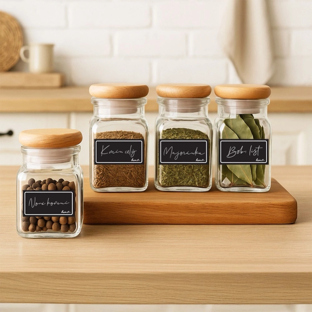 Etykiety samoprzylepne na słoiki czarne 28 szt.