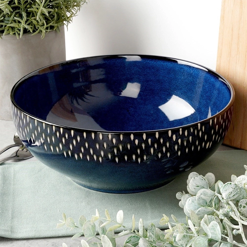 Miska sałatkowa ceramiczna granatowa 25 cm, 2,8 l