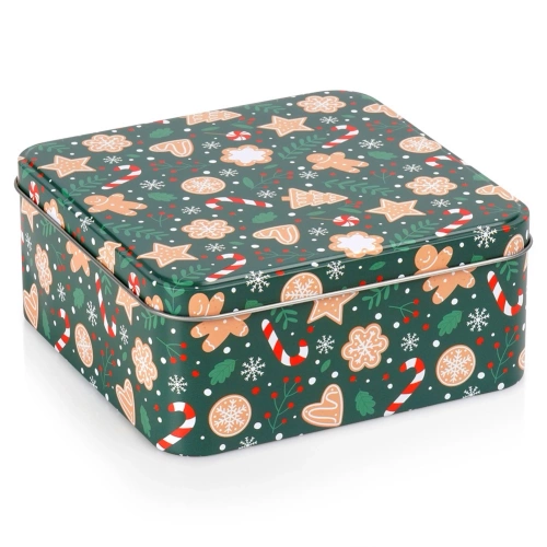 Pojemnik na ciastka metalowy puszka świąteczna 15x15x6,5 cm