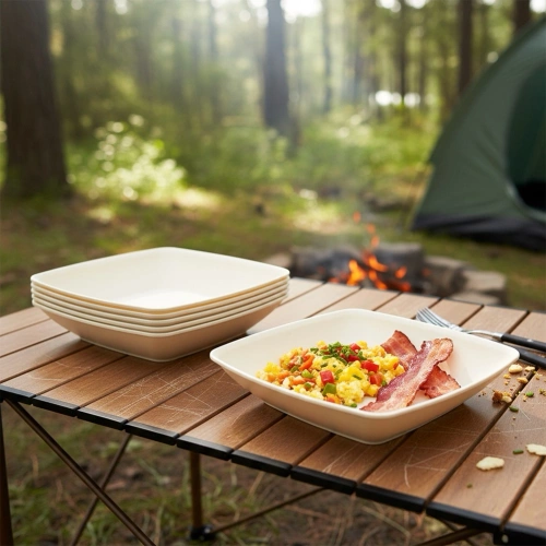 Talerze obiadowe głębokie plastikowe kremowe SANDY 17,5 cm, 500 ml 6 szt.