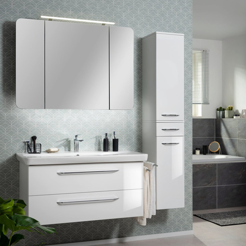 Szafka lustrzana 3D LED 109,9 cm z kolekcji Milano biała Fackelmann 84283