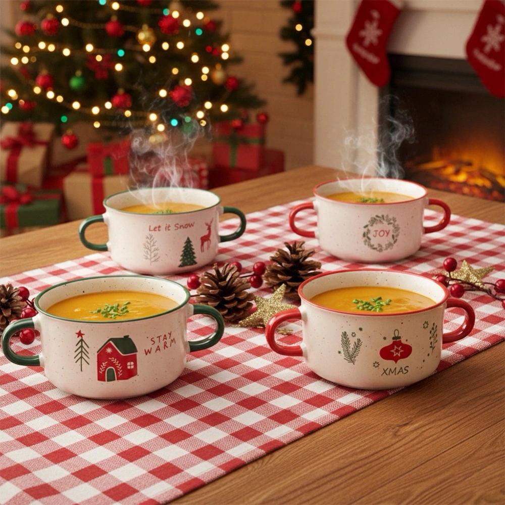 Miski bulionówki ceramiczne świąteczne 625 ml 4 szt.