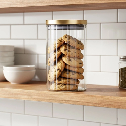 Pojemnik na produkty sypkie szklany z pokrywką i uszczelką 1 l