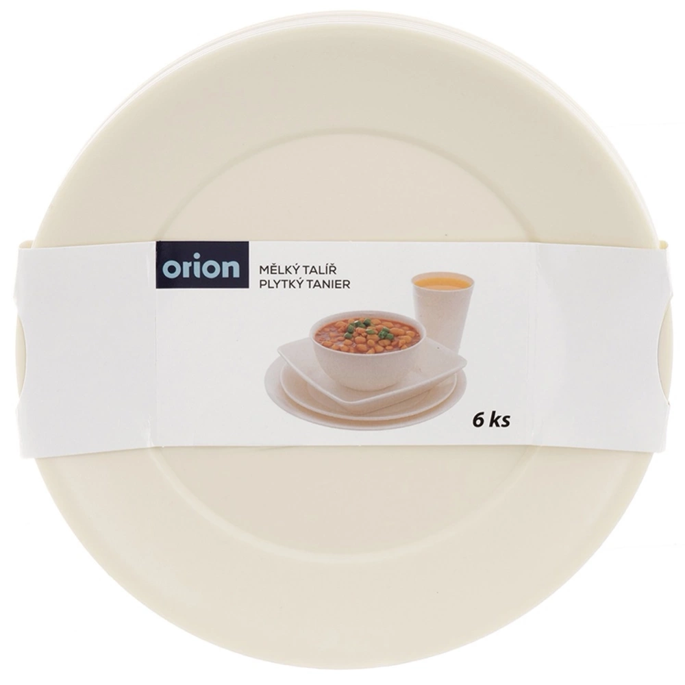 Talerze obiadowe płytkie plastikowe kremowe SANDY 23,5cm 6 szt.
