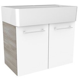 Dwudrzwiowa szafka z umywalką ceramiczną szary dąb + biały Lima Fackelmann
