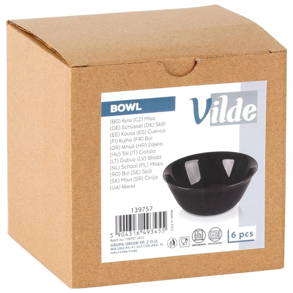 Miseczki szklane czarne 300 ml 6 szt.