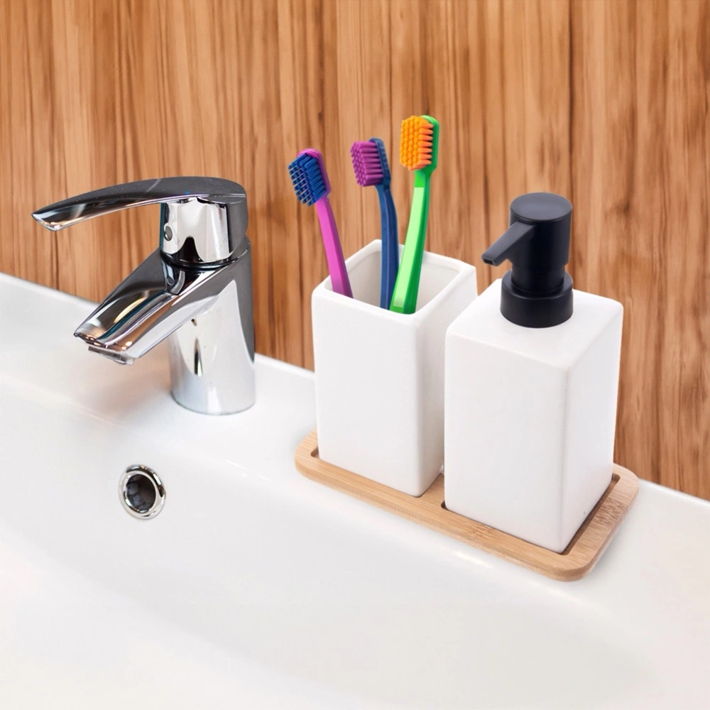 Zestaw łazienkowy dolomitowy biały 3 el.