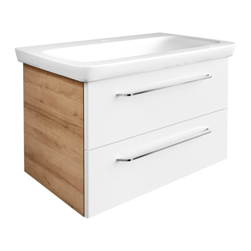 Szafka pod umywalkę 80 cm sękaty dąb + biały Milano Fackelmann 84205