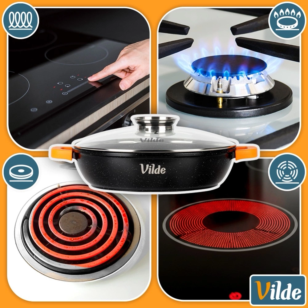 Patelnia granitowa głęboka ze szklaną pokrywką TERRUNA AROMA 32 cm, 4,7 l