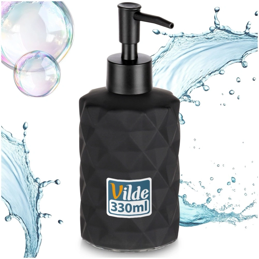 Dozownik do mydła szklany czarny 330 ml