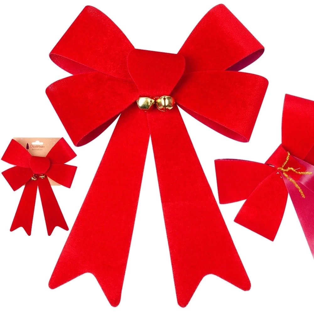 Kokarda dekoracyjna świąteczna welurowa 22x32 cm