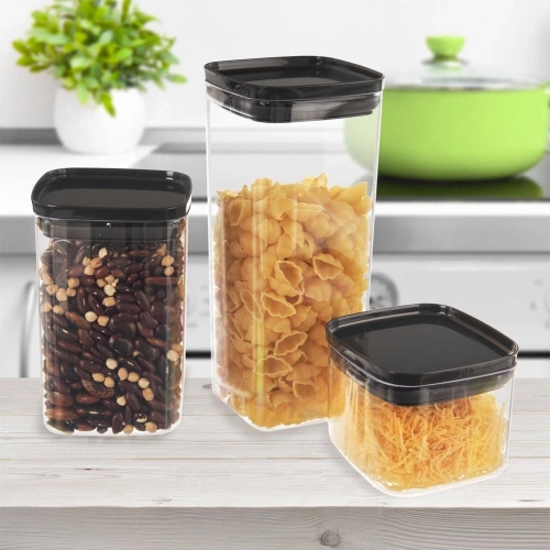 Pojemnik na produkty sypkie z pokrywką i uszczelką kwadratowy 700 ml